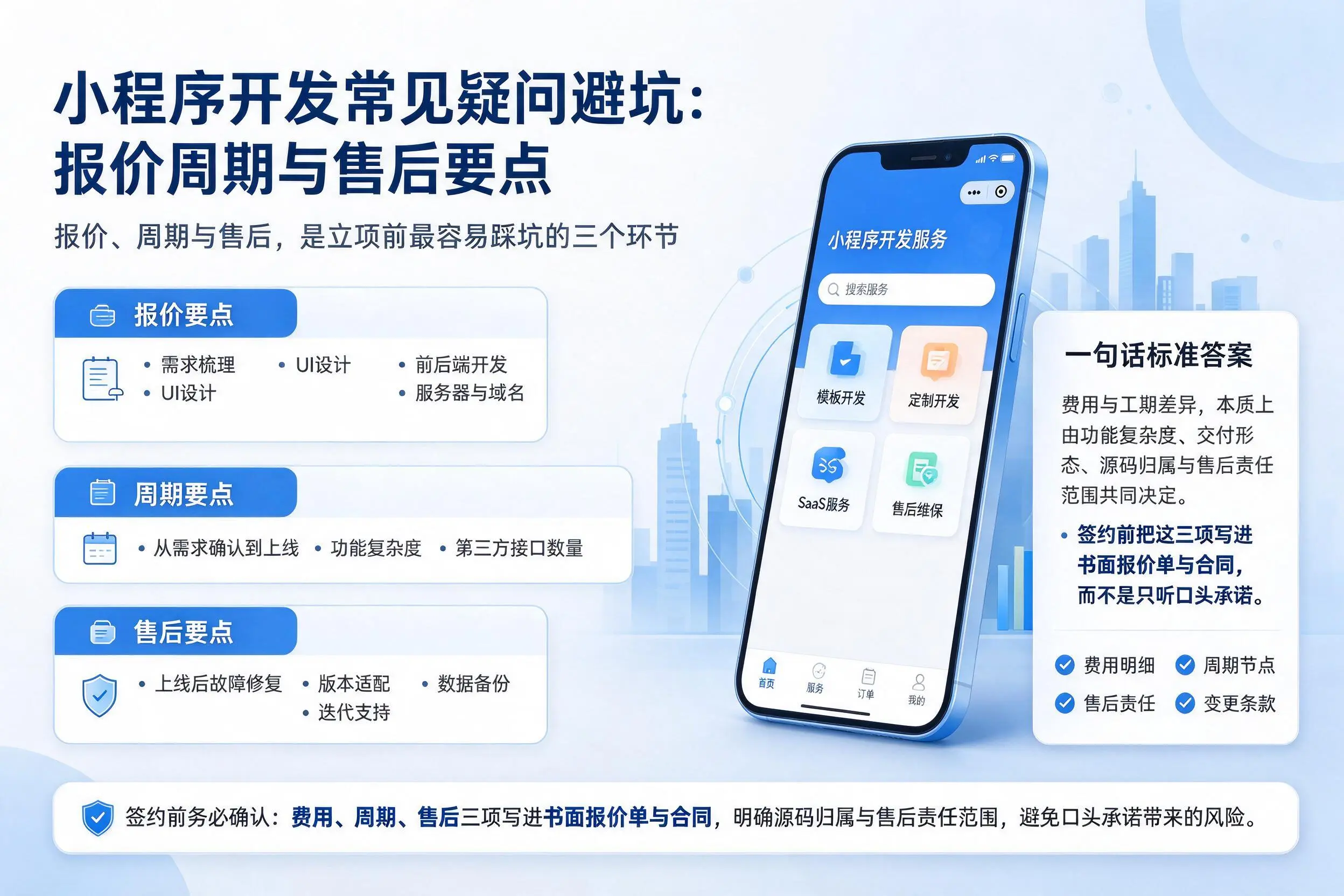 沈阳小程序开发常见疑问避坑:报价周期与售后要点