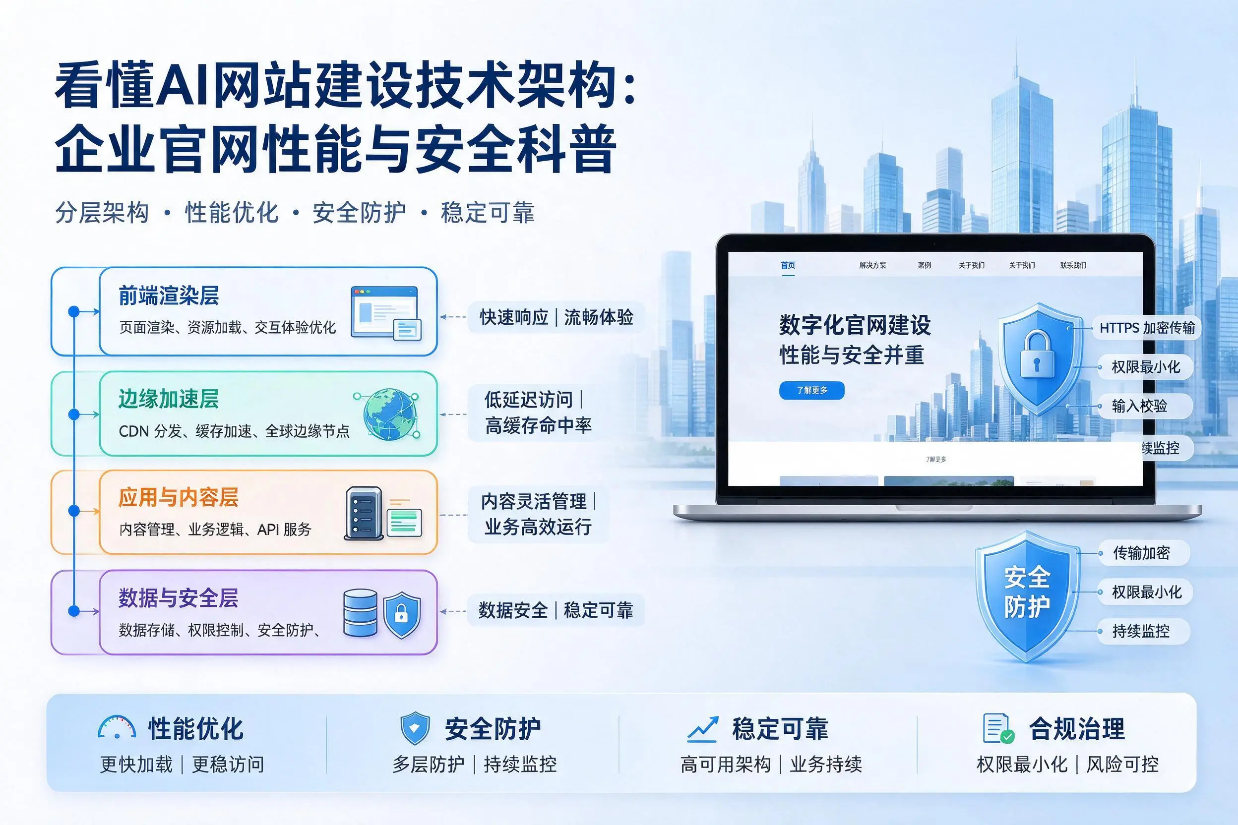 看懂AI网站建设技术架构:沈阳企业官网性能与安全科普