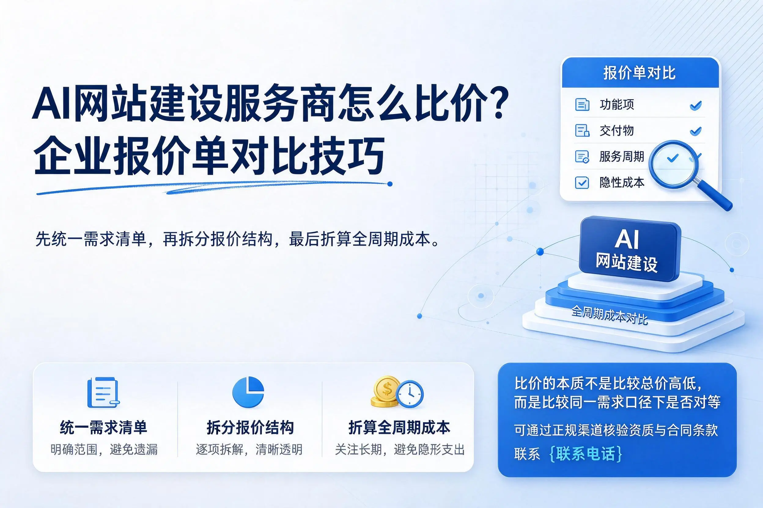 AI网站建设服务商怎么比价?沈阳企业报价单对比技巧