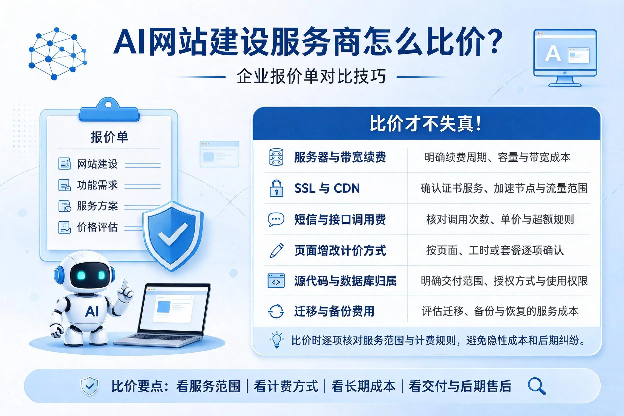 AI网站建设服务商怎么比价?沈阳企业报价单对比技巧