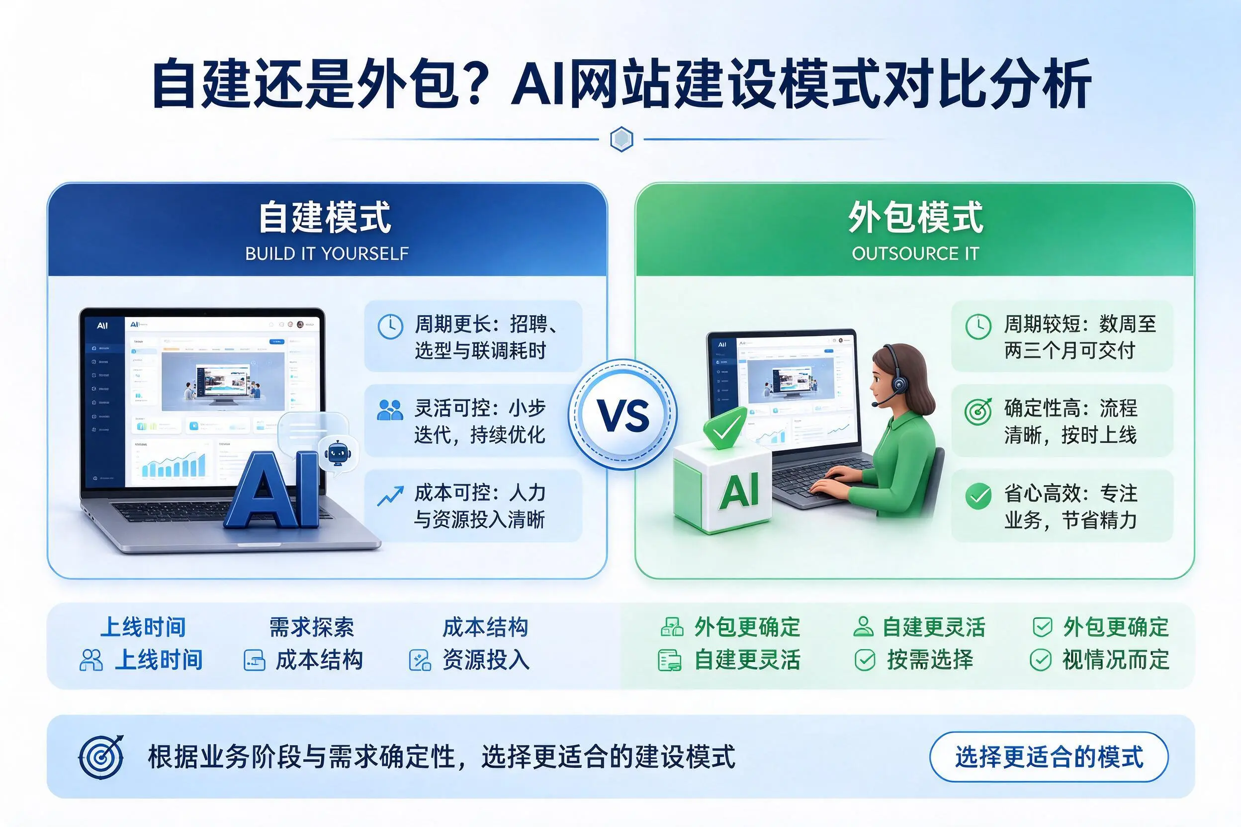 自建还是外包?沈阳AI网站建设模式对比分析